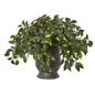 Mini Melon Artificial Plant in Ribbed Metal Planter UV Resistant