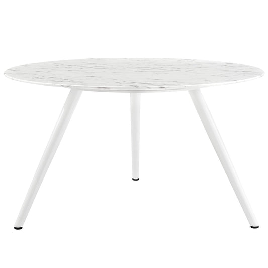 Lippa 54" Round Faux Marble Dining Table with Tripod Base by Modway