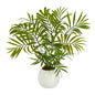 14" Mini Areca Palm Artificial Plant in White Planter
