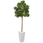 75"  Fiddle Leaf Fig Artificial Tree in White Planter
