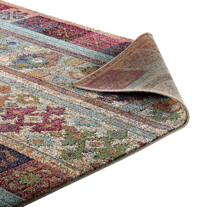 Tribute Nala Distressed Vintage Floral Lattice 8x10 Area Rug by Modway