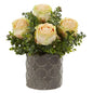 11"  Roses and Eucalyptus Artificial Arrangement in Designer Vase