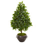 31" Sweet Bay Cone Topiary Artificial Tree in Metal Bowl