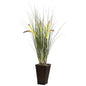Grass w/Cattails & Bamboo Planter