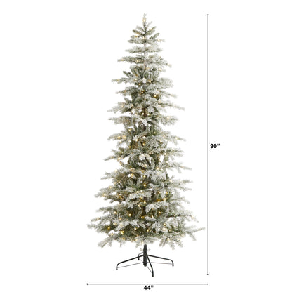 7.5' Slim Flocked Nova Scotia Spruce Artificial Christmas Tree