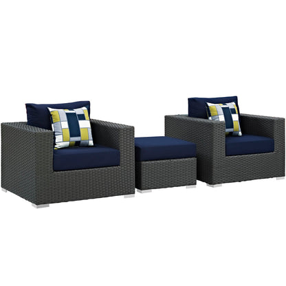 Sojourn 3 Piece Outdoor Patio Sunbrella¨ Sectional Set by Modway