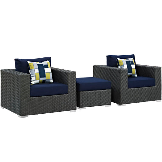 Sojourn 3 Piece Outdoor Patio Sunbrella¨ Sectional Set by Modway