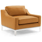 Harness Stainless Steel Base Leather Armchair by Modway