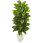 63" Large Leaf Philodendron Artificial Plant in White Planter (Real Touch)
