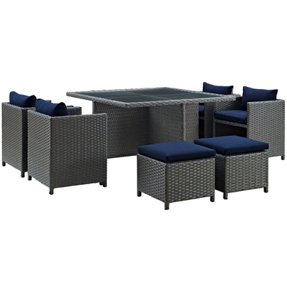 Sojourn 9 Piece Outdoor Patio Sunbrella¨ Dining Set by Modway