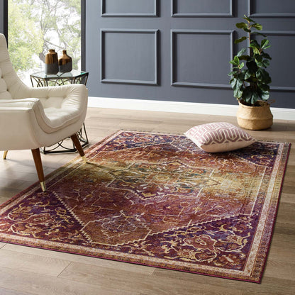 Success Kaede Transitional Distressed Vintage Floral Vintage Medallion 5x8 Area Rug by Modway