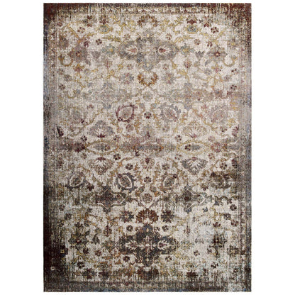 Success Kaede Distressed Vintage Floral Moroccan Trellis 4x6 Area Rug by Modway