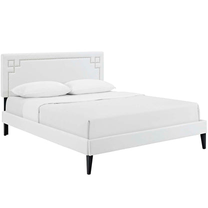 Ruthie Vinyl Queen Platform Bed with Squared Tapered Legs by Modway