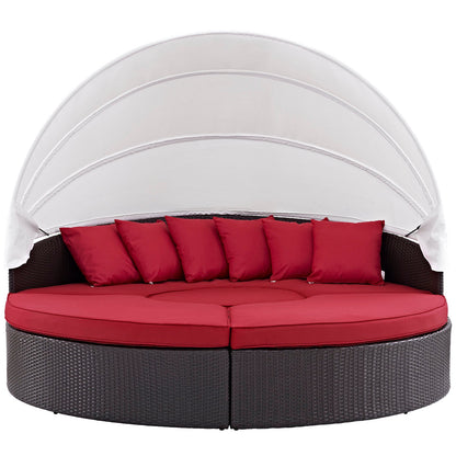 Convene Outdoor Patio Wicker Rattan Canopy Sectional Daybed by Modway