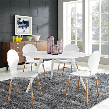 Lippa 54" Round Faux Marble Dining Table with Tripod Base by Modway