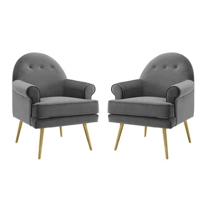Revive Performance Velvet Armchair Set of 2 by Modway
