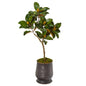 46"  Magnolia Leaf Artificial Tree in Ribbed Metal Planter