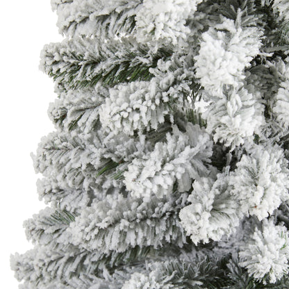 6' Flocked Pencil Artificial Christmas Tree with 438 Bendable Branches