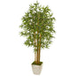65" Bamboo Artificial Tree In Country White Planter 9853 By Nearly Natural