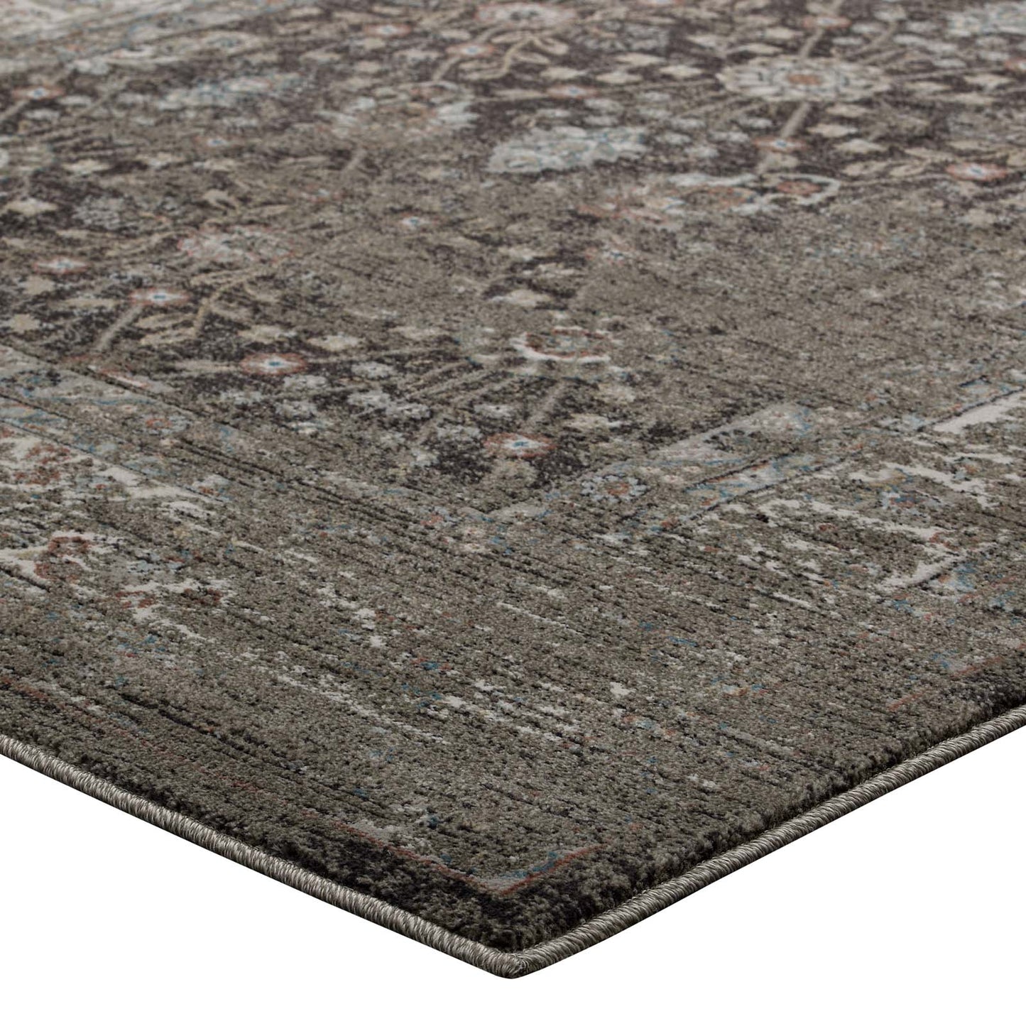 Berit Distressed Vintage Floral Lattice 8x10 Area Rug by Modway