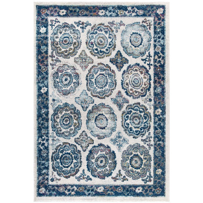 Entourage Odile Distressed Floral Moroccan Trellis 8x10 Area Rug by Modway