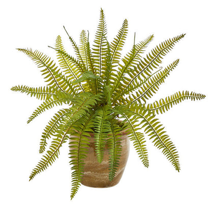 10" Fern Artificial Plant in Ceramic Planter