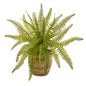 10" Fern Artificial Plant in Ceramic Planter