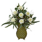 27"  Rose and Eucalyptus Artificial Plant in Metal Planter