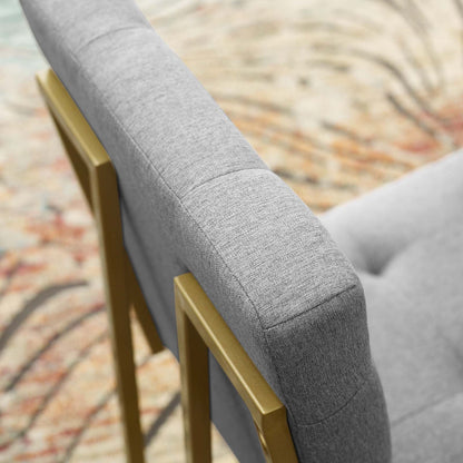 Privy Gold Stainless Steel Upholstered Fabric Dining Accent Chair by Modway