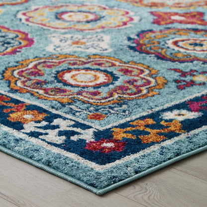 Entourage Odile Distressed Floral Moroccan Trellis 8x10 Area Rug by Modway