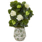 35" Hydrangea Artificial Plant in Decorative Vase