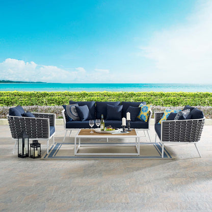 Stance 4 Piece Outdoor Patio Aluminum Sectional Sofa Set by Modway