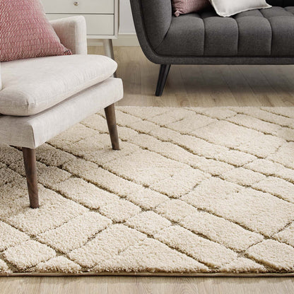 Jubilant Verona Abstract Geometric Shag 5x8 Area Rug by Modway