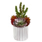 16" Echeveria and Sedum Succulent Artificial Plant in Vase