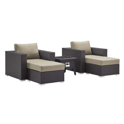 Convene 5 Piece Set Outdoor Patio with Fire Pit by Modway