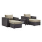 Convene 5 Piece Set Outdoor Patio with Fire Pit by Modway