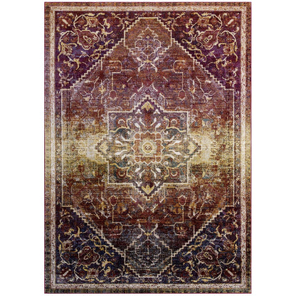 Success Kaede Transitional Distressed Vintage Floral Vintage Medallion 8x10 Area Rug by Modway