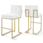 Privy Gold Stainless Steel Upholstered Fabric Bar Stool Set of 2 by Modway