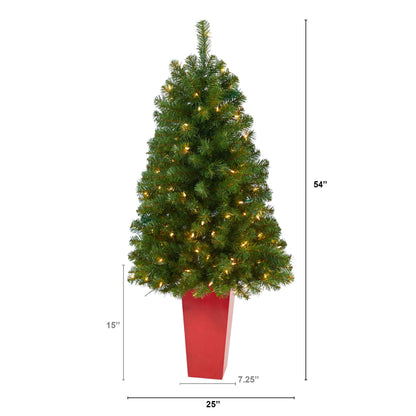 4.5' Virginia Fir Artificial Christmas Tree w/ 100 Clear Lights & 223 Bendable