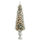 5.5' Flocked Pencil Artificial Christmas Tree w/ 200 Clear Lights