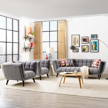 Bestow 3 Piece Performance Velvet Sofa and Armchair Set by Modway