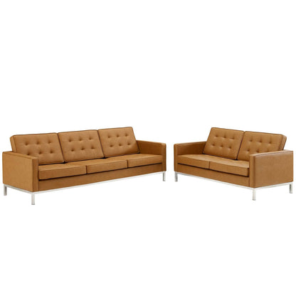 Loft 2-Piece Tufted Vegan Leather Furniture Set by Modway