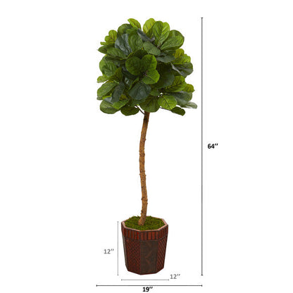 64" Fiddle Leaf Artificial Tree in Decorative Planter (Real Touch)