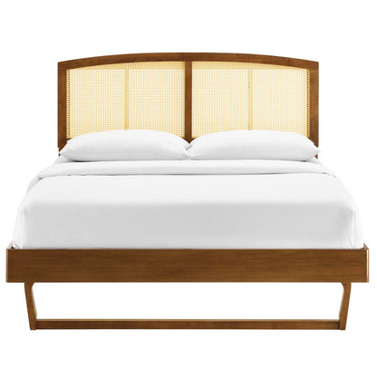 Sierra Cane and Wood Full Platform Bed With Angular Legs by Modway