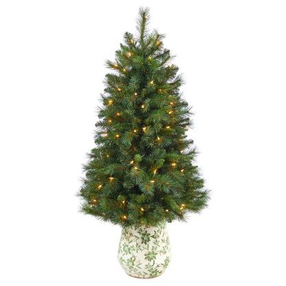 4.5' West Virginia Mountain Pine Artificial Christmas Tree w/ 100 Clear Lights