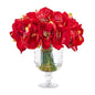 Amaryllis Bouquet Artificial Arrangement in Royal Vase