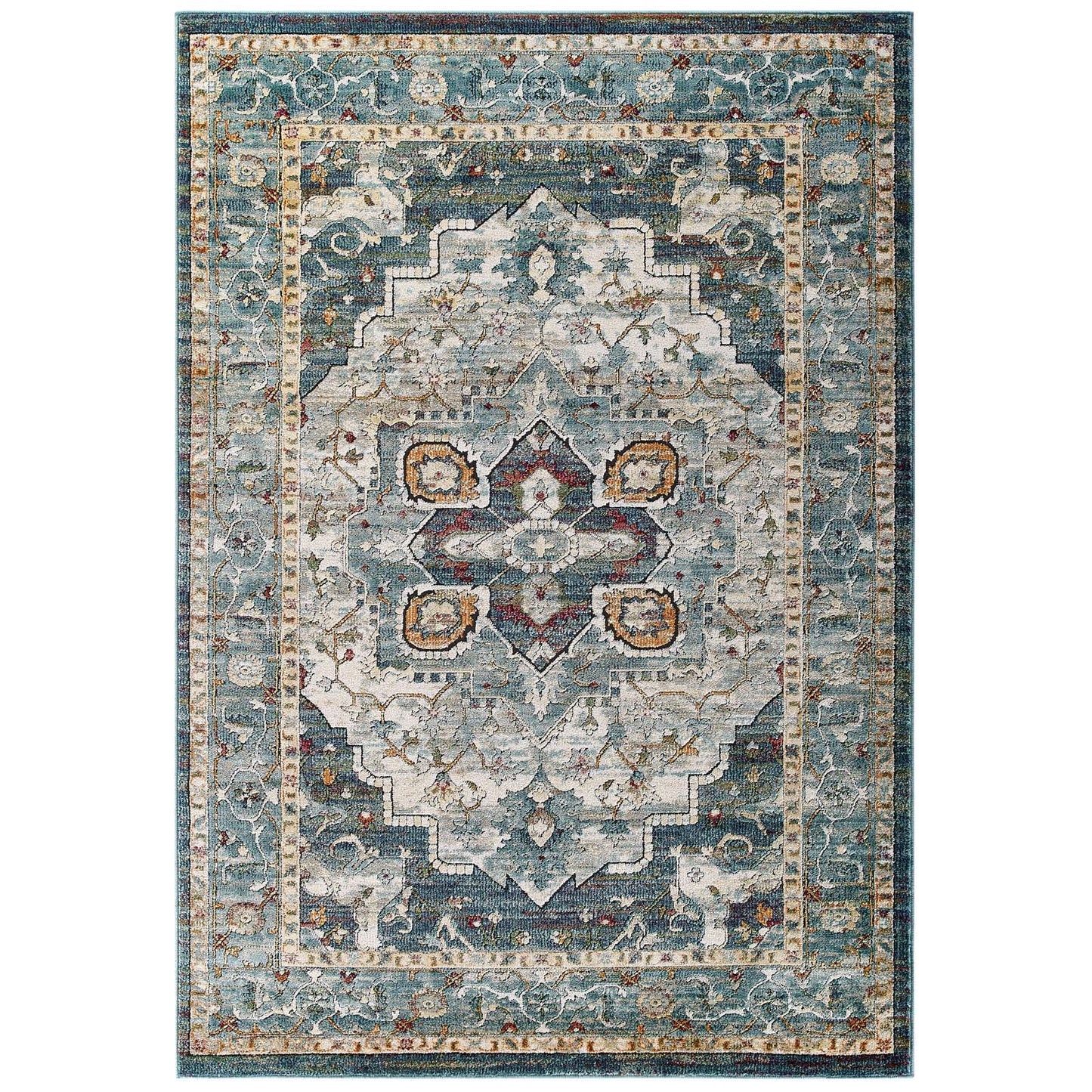 Tribute Diantha Distressed Vintage Floral Vintage Medallion 8x10 Area Rug by Modway