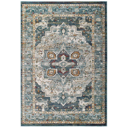 Tribute Diantha Distressed Vintage Floral Vintage Medallion 8x10 Area Rug by Modway