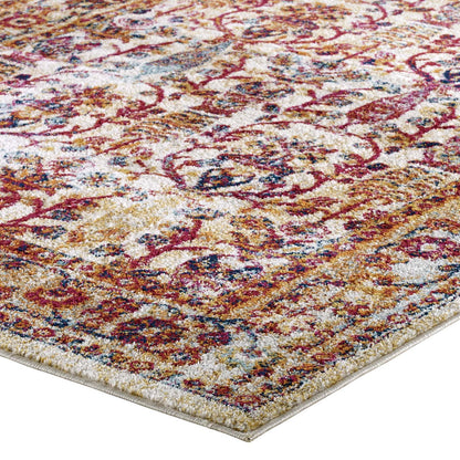 Entourage Jessa Distressed Vintage Floral Lattice 5x8 Area Rug by Modway