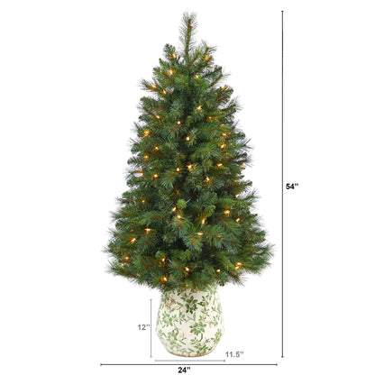 4.5' West Virginia Mountain Pine Artificial Christmas Tree w/ 100 Clear Lights